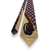 Vtg Polo Ralph Lauren Red Blue Plaid Fishing Reel Silk Tie Made By Hand USA - £20.97 GBP