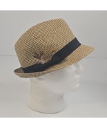 Nine West Women&#39;s Medium To Large Black Stripe Feather Hat Cap EX - $305.09 MXN