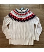 Tommy Hilfiger Women&#39;s Petite Fair Isle Logo Knit Sweater Holiday Aztec ... - £35.41 GBP
