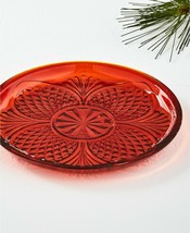 Martha Stewart Collection Royal Blush Glass Dessert Plate Macy&#39;s Red Xma... - $79.19
