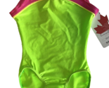 Girls Mondor Neon Green &amp; Pink Gymnastics Leotards Size S (4-6) New - £9.69 GBP