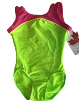 Girls Mondor Neon Green &amp; Pink Gymnastics Leotards Size S (4-6) New - £9.86 GBP