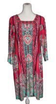 Women&#39;s Ivy Road Dress Size XL Midi Stretch Pink Black Teal Green 3/4 Sl... - £14.15 GBP