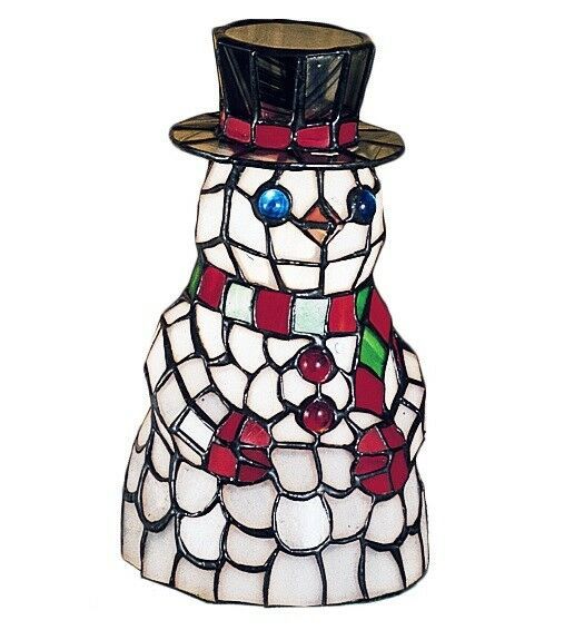 Frosty the Snowman Christmas Tiffany Style Stained Glass 8.5" Meyda Accent Lamp - $220.00