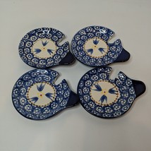 4 Temptations by Tara Old World  Blue Cup Lid/Spoon Rest/Tea Bag 5&quot; - £13.23 GBP