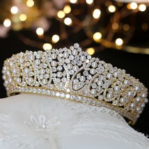 New Luxury Crystal Headdress CZ Tiaras Wedding Hair Accessories Jewelry Bride Pe - £115.18 GBP