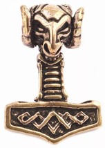 Thor’s Hammer with Ram Heads – Bronze Viking Pendant from Norse Find - $378.90 MXN