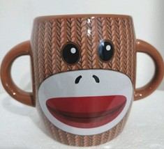 GALLERIE CANDY SOCK MONKEY DOUBLE HANDLE COFFEE MUG CUP - $12.86