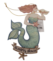 Mermaid &quot;Blissful Beach&quot; Ornamental Sign, Metal Hanging Mermaid Sign - $8.90