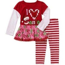 Girls Shirt &amp; Leggings Christmas 2 Pc Holiday I LOVE SANTA Red Healthtex-size 5T - £12.57 GBP