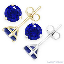 Blue Cubic Zirconia September Birthstone Sterling Silver Martini Stud Earrings - £15.98 GBP+