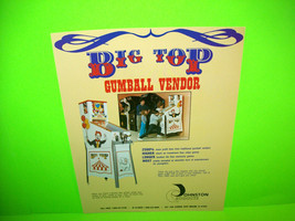 Johnson BIG TOP Gumball Vendor Original UNUSED Promo Arcade Sales Flyer - £18.29 GBP