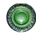 Vtg Green Glass Serving Plates Set of 3 Scroll Design Raised Edge USA #3... - $53.77 CAD