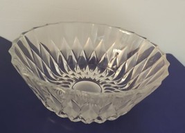 VINTAGE PRESSED GLASS BOWL WITH DIAMOND PATTERN 8&quot; DIA. - £7.76 GBP