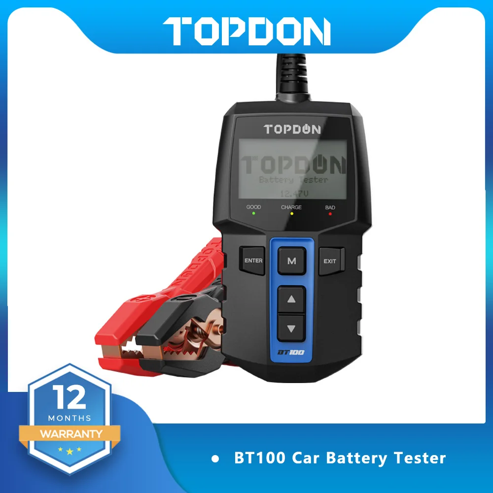 TOPDON BT100 12V Car Battery Tester Charger yzer 2000CCA Voltage Battery Test Ca - £98.88 GBP