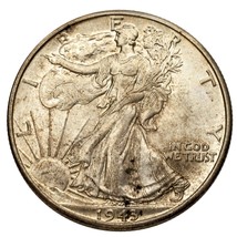 1943 Argent Marche Liberty Demi Dollar 50C (Brilliant Uncirculated État) - $55.07