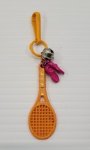 MM) Vintage 1980s Plastic Bell Charm For Necklace Orange Tennis Racquet ... - £6.30 GBP