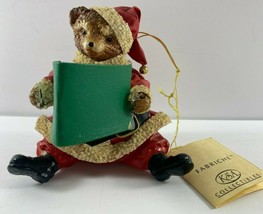 Kurt S. Adler Christmas Fabriche Santa Teddy Bear with Book Ornament Figurine - £31.64 GBP