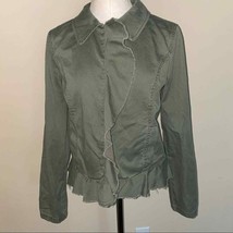 Caslon Nordstrom ruffle front Moto Green jacket - £16.92 GBP