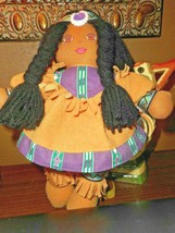 Tb Trading Co Black Hair Indian Doll With Removeable Dress Plush Toy Vintage - £12.69 GBP