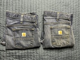 Carhartt 102804-498 Straight Leg Denim Jeans Lot Of 2 Size 36x32 Blue - $29.70