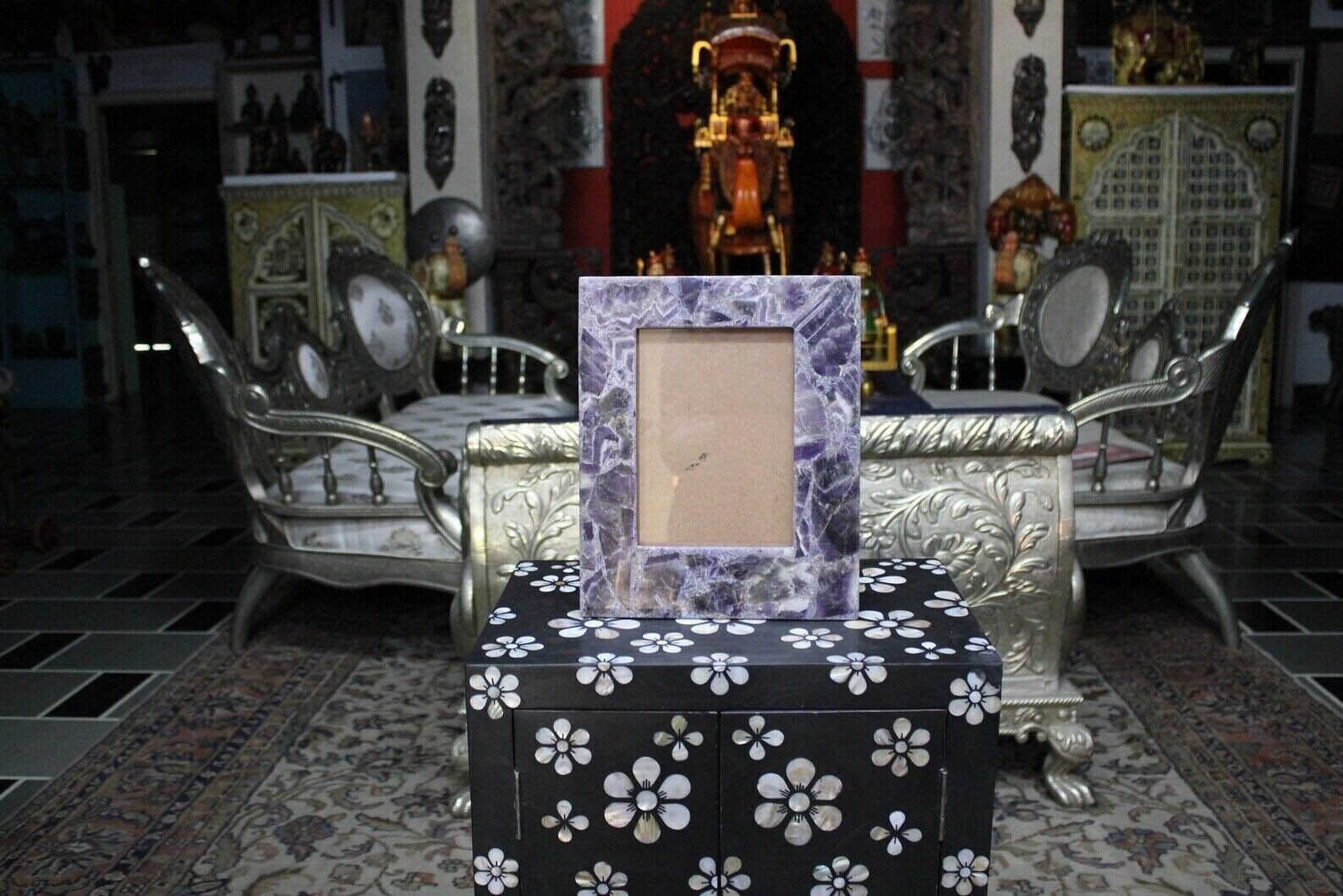 Amethyst Stone Photo Frame Natural Purple Stone Handmade Work Home Deco and Gift Item image 4