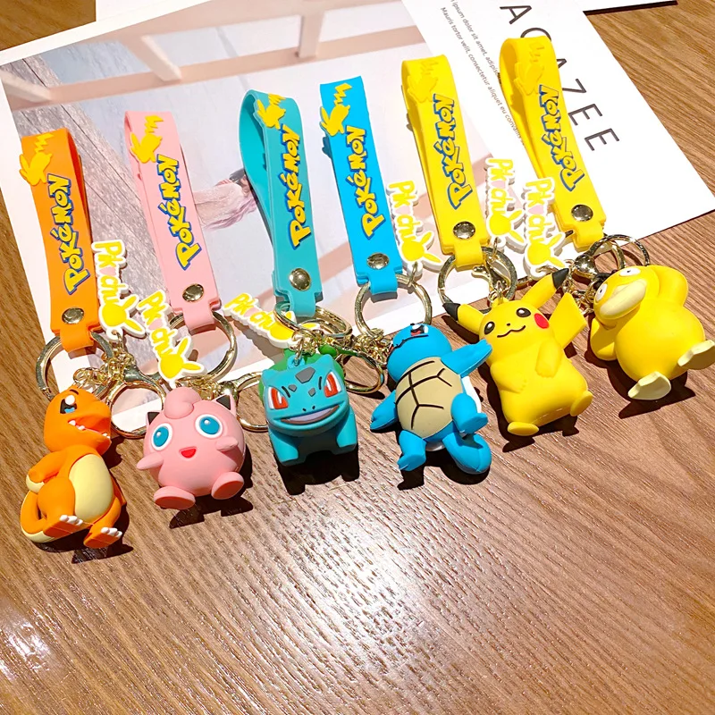 Figure pikachus charmander squirtle anime fashion keychain bag keyring pendant birthday thumb200