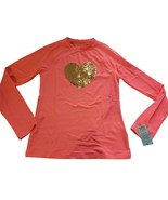 Nwt Cat &amp; Jack Heart Flip Sequins Long Sleeve Rash Guard -Coral XL 14/16... - $10.00