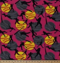 Fleece Softballs Fastpitch Players Bats Hot Pink Fleece Fabric Print A408.04 - £11.10 GBP