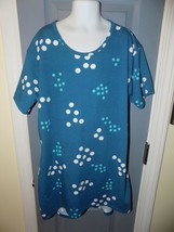 Lularoe Gracie Teal W/Dots Shirt Size 14 Girl&#39;s EUC - £16.72 GBP