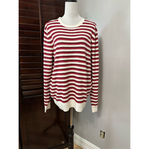 Nordstrom Womens Pullover Sweater Red White Striped Long Sleeve Crew Neck L New - £26.97 GBP