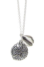 Seashell and Sand Dollar Pendant Charm Necklace Sterling Silver - £10.58 GBP