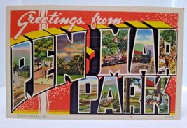 Greetings From Pen Mar Park Pennsylvania Large Big Letter Postcard Linen... - £11.77 GBP