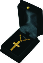 Gold Cross Pendant Urn w/20&quot; chain &amp; black velvet display box - $149.99