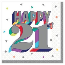 Here&#39;s to 21 Beverage Napkins 21st Birthday 16 ct - £3.15 GBP