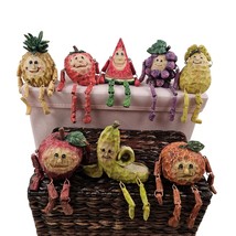 Anthropomorphic Fruit Shelf Sitters Set of 8 Resin Figurines Jointed Vintage - £42.64 GBP