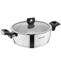 Korkmaz Nora 9.5 Inch Stainless Steel Low Casserole with Lid in Silver - £86.53 GBP