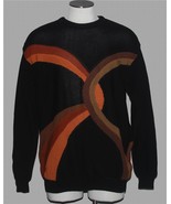 VTG Tundra Textured Stitching Abstract Stripes Black Sweater Mn&#39;s XL Canada - $68.99