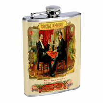 Vintage Cigar Box Poster D15 Flask 8oz Stainless Steel Hip Drinking Whiskey - £11.69 GBP