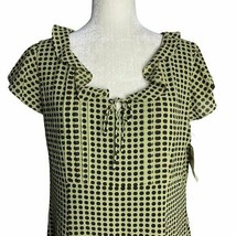 Emma James Polka Dot Midi Dress 14 Tan Brown Zipper Lined Short Sleeve - £37.23 GBP