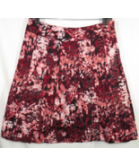 Ann Taylor Women&#39;s Burgundy Abstract Floral Cotton A Line Skirt Size 4 - $14.99