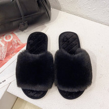 Winter Women House Slippers Faux Fashion Open Toe Warm Plush Flat Shoes ... - £19.24 GBP
