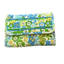 Vera Bradley &quot;English Meadow&quot; Blue/Yellow/Orange Fabric Bifold Wallet - £11.57 GBP