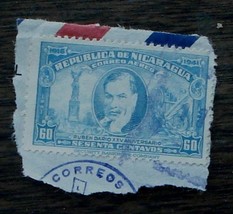 Nice Vintage Used Ruben Dario XXV Aniversario Nicaragua 60 Stamp, GOOD COND - $2.96