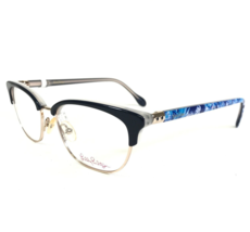 Lilly Pulitzer Eyeglasses Frames NV Crawford Blue Gold Floral Cat Eye 50-17-135 - £43.78 GBP