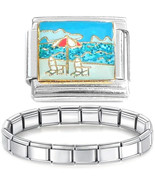 Starter Bracelet and Beach Chairs Ocean Italian Charm 90s Vintage Jewelr... - $14.77 CAD