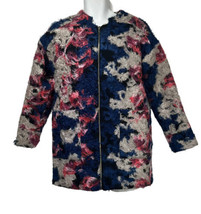 kersh fuzzy art faux fur pink blue Full Zip coat Jacket Size M - $34.64