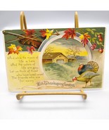 Antique Thanksgiving Postcard Embossed, Autumn Greeting Printed in Germany - $28.06