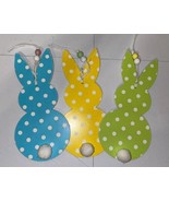 8” Easter Bunny Polka Dot Wall Decor Signs Lot Of 3 Easter Bunny Shaped ... - £14.21 GBP