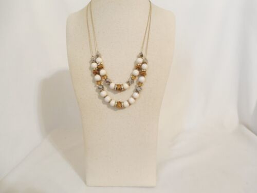 Primary image for Department Store 18.5” w 3” ext. Gold Tone Beaded Two Strand Necklace F539 $30